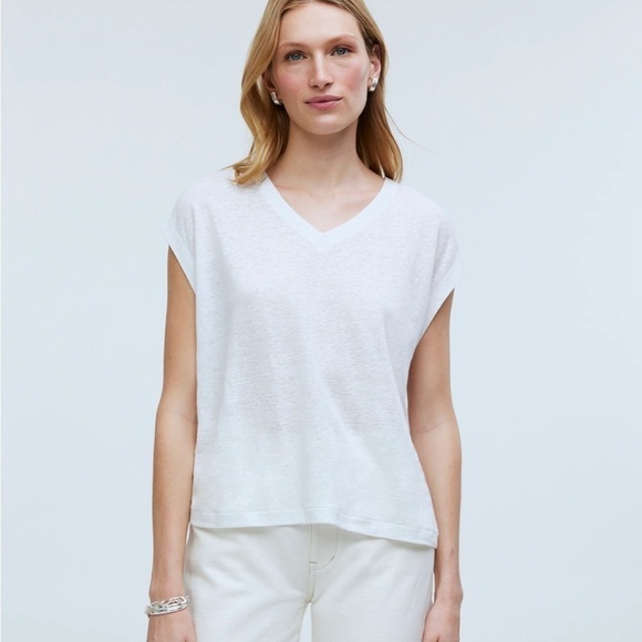 Madewell Relaxed V-Neck Tee eyelet white - Picture 1 of 6